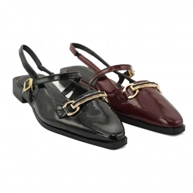 کفش کالج زنانه ورنی مدل Flat shoes - 0218 _ Black