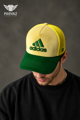 کلاه بیسبالی مخمل وارداتی مدل ADIDAS _ کرم نقاب سبز