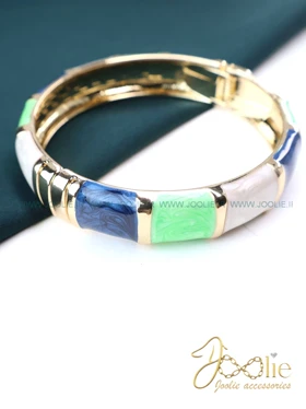 دستبند بنگل زنانه میناکاری کد B2149 (سبز ـ آبی)