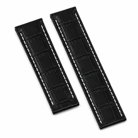 بند چرم ساعت مچی برتلینگ سایز 24 مشکی m-10702