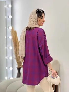 مانتو چهارخونه تک جیب