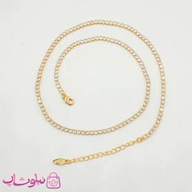 گردنبند زنانه تنیسی طلایی رنگ نگین مربعی سفید 45 سانت کد 600