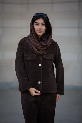 پالتو لمزور بیسکوییتی دکمه نما