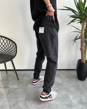 شلوار مام فیت طوسی ساده ZARA