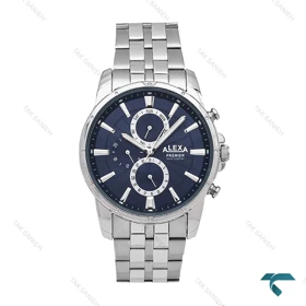 ساعت الکسا پریمیر A0103 مردانه نقره ای صفحه سرمه ای Alexa-6154-G