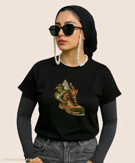 کراپ زنانه طرح کمپ و جنگل نوردی کد 1065