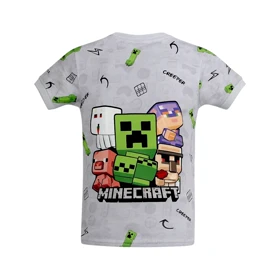 تیشرت آستین کوتاه پسرانه مدل ماینکرافت PJ1176 رنگ طوسی روشن