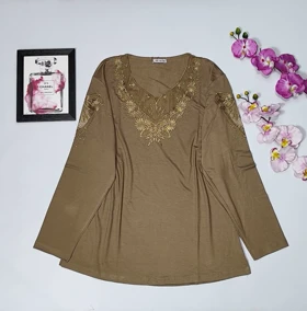 شومیز گیپوردار مدل مهگل کد 50272 (نسکافه ای)