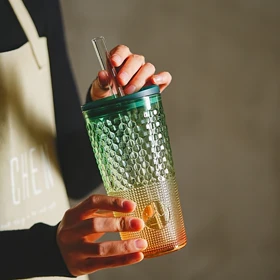 لیوان اسموتی بلوری هفت رنگ استوانه ای / pa64