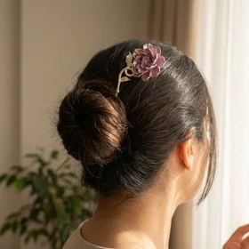 کانزاشی مو زنانه فلزی طرح گل بنفش مدل ویولسا