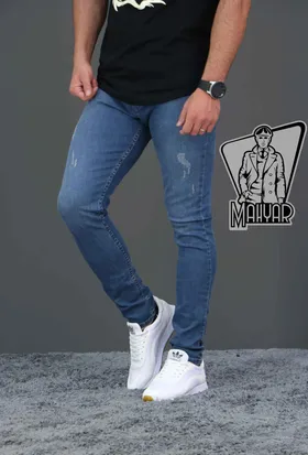 شلوار جین آبی زاپ‌دار