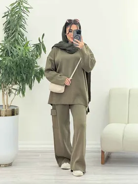 ست بافت و شلوار جیب‌دار ساغر
