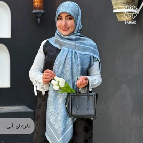 روسری ژاکارد رونا پوست ماری- 140 (نقره ای-آبی)