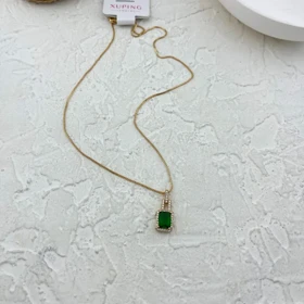 گردنبند زنانه با نگین سبز زمردی شیک ژوپینگ