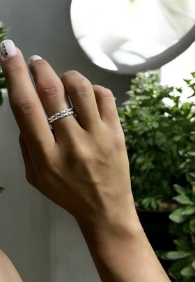 انگشتر 2 تیکه مینیمال نگینی کد 3331019