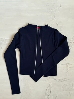 کراپ زیپی یقه سه سانت کد 1400168 (مشکی)