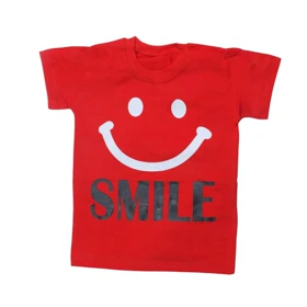 ست تیشرت آستین کوتاه و شلوارک بچگانه مدل لبخند کد PJ1154 رنگ قرمز