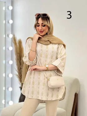 مانتو لینن نچرال آستین دوبل