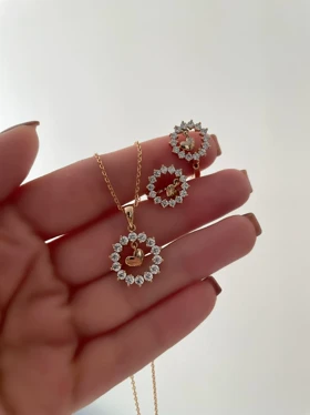 نیمست دور نگین آویز قلب ژوپینگ