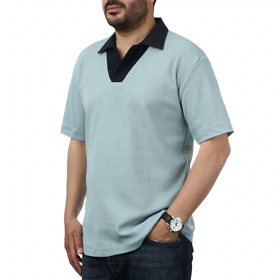 پولوشرت آستین کوتاه یقه شکاری مردانه سیزر مدل 15611242