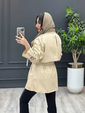 بارانی یقه دوبل ژیله دار