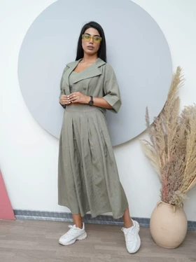 ست سه تیکه کراپ کت دامن