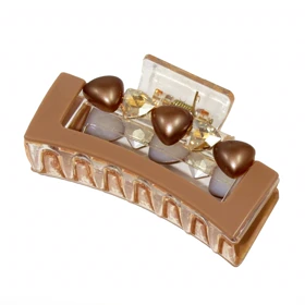 کلیپس مو زنانه مدل اکریلیک نگین‌دار کد 1422 (کرم)