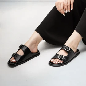 صندل زنانه سگک دار مدل زواری_مشکی کد 3317