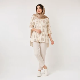 تونیک زنانه لینن طرح برگ