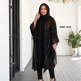 مانتو عبایی سایزبزرگ کد 0202 کالکشن عیدانه 1404