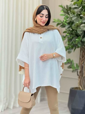 مانتو پانچ یقه دو دکمه هیما