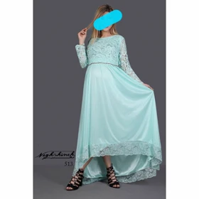 پیراهن بارداری گیپور آستین بلند پشت بلند کد 2534