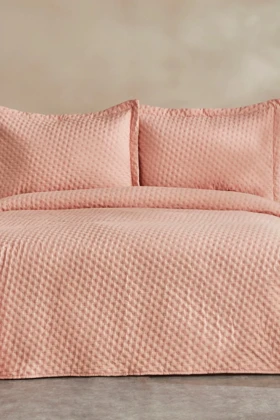 روتختی دو نفره Karaca Home مدل Breeze Soft پلیاستر - گلبهی