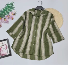 شومیز کنفی آستین پاکتی مدل گلبهار کد 50264 (سبز)