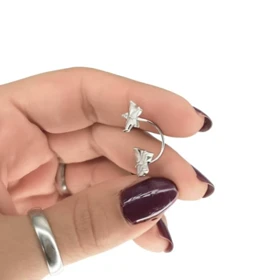 پیرسینگ نقره ناف مدل گل و پروانه