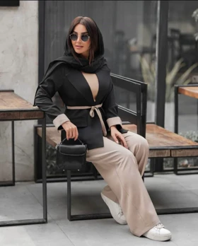 ست کت و شلوار زنانه کجراه دو رنگ