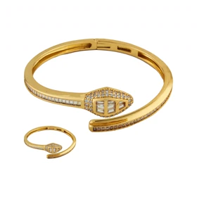 نیم ست دستبند و انگشتر مدل ماری (سفید)