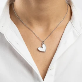 گردنبند فانتزی دخترانه استیل طرح قلب رنگی