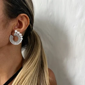 گوشواره طرح جواهر مرواریدی کد 885