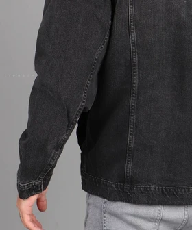 کت جین کلاه دار ذغالی 6402