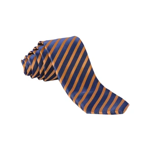 ست کراوات و پوشت راه راه سرمه‌ای خردلی