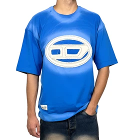 تیشرت آستین کوتاه مردانه آبی طرح دار