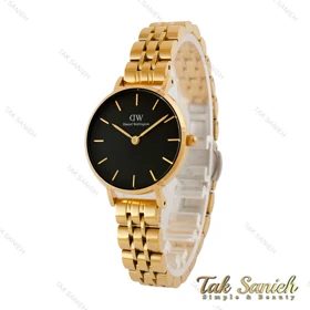 ساعت DW زنانه بند فلزی طلایی صفحه مشکی اسمال DW-5277-L