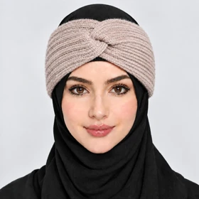 هدبند بافت زنانه مدل گرهای (پاپیونی) برند کانفی – رنگ کرم (Beige/Cream)