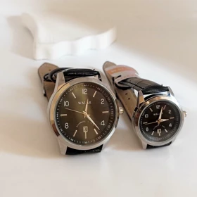 ست ساعت کلاسیک WALR – موتور اتوماتیک/کوارتز، صفحه مشکی و بند چرم کروکدیل