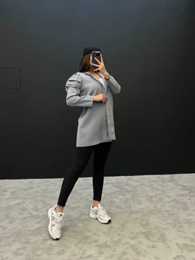 مانتو کمربندی سرشانه زنجیر 200182