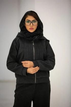 سویشرت زنانه کلاهدار استردار