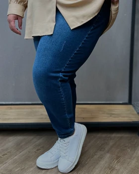 شلوار جین سایز بزرگ اسکینی گن دار