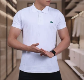 پولوشرت لاگوست سفید پارچه جودون نخی کیفیت استثنایی استایل رگولار