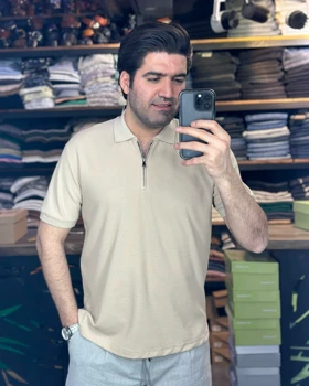تی‌شرت نیم‌زیپ بیسکویتی